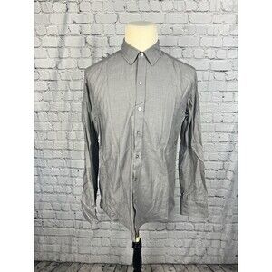 Hugo Boss Men’s SZ Large Slim Fit Long Sleeve Button Down Shirt Gray Polka Dot